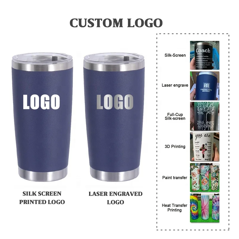 TY Custom logo 20oz stainless steel tumbler Double wall vacuum insulated Travel Mug   with Slider Lid and straw
