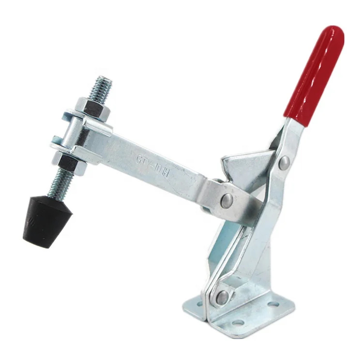 3 Pieces 101H Metal Vertical Toggle Clamps Flat Base Slotted Arm Bottom Fixed Closing Pressure 4500N for Woodworking Welding