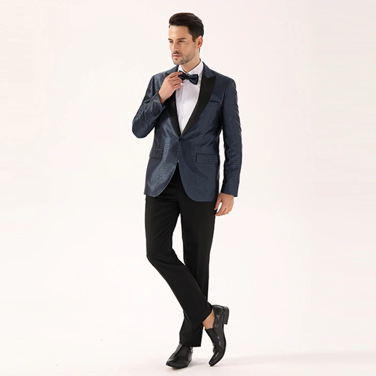 
Top design fashion pattern blue jacquard groom suit dress 2 pieces jacket trousers men slim suit wholesale 