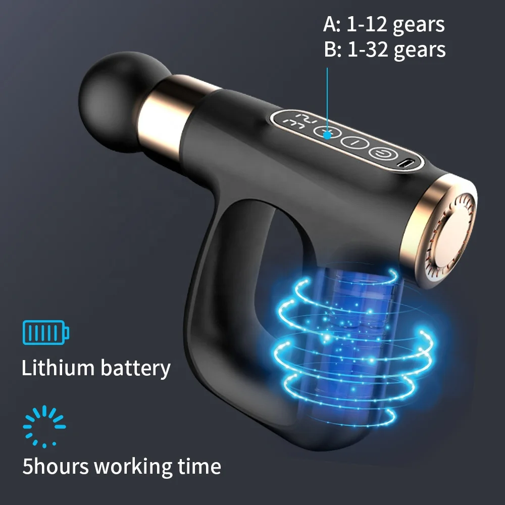 Massage gun triangle with charging dock rotating sport massager deep tissue percussion muscle massage gun for athletes