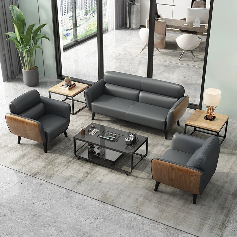 office sofa modern modular sectional sofa leather Lounge Waiting couches office furniture commercial Salon reception sofa set