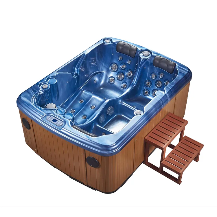Deluxe Series Massage Spa Tub 3 Person Indoor Bathtub With Stair