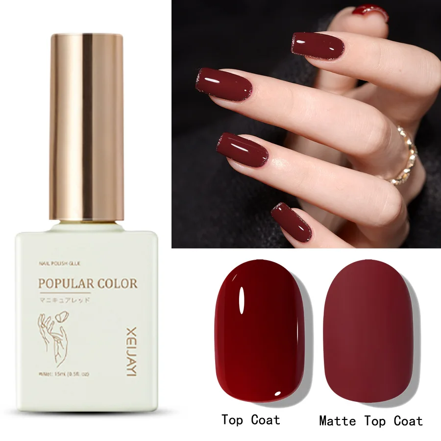 Deep Red Gel Nail Polish 15ml Soak UV LED Gel Nail Art DIY Design Semi Permanent Varnishes For Nails Salon