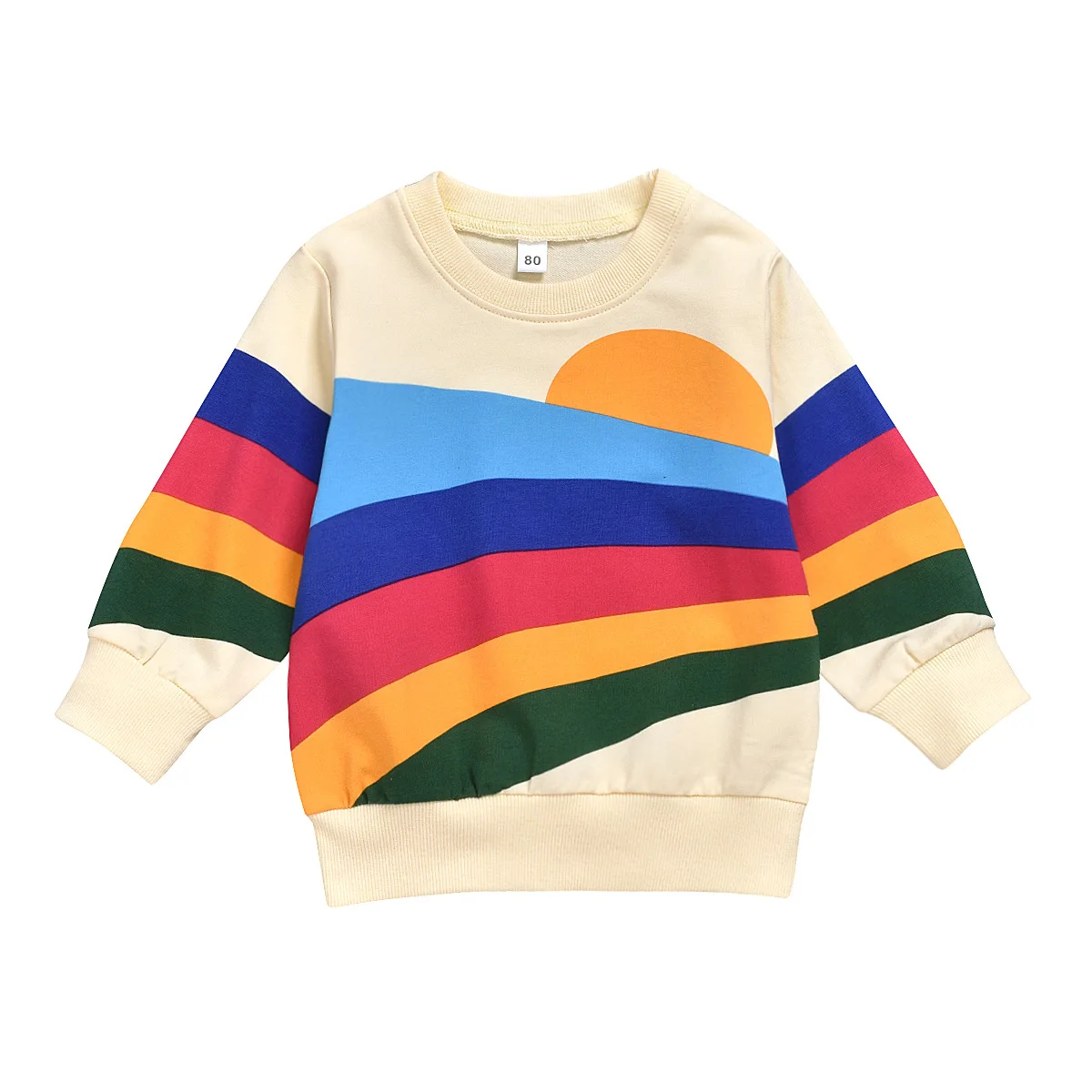 Wholesale Pure  Cotton Top Multi Color Striped Printed Round Neck Blouse Girls New Style Clothes