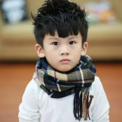 Fashion children stock large oversize plaid winter scarf cape acrylic oblong chunky fluffy scarf with tassel