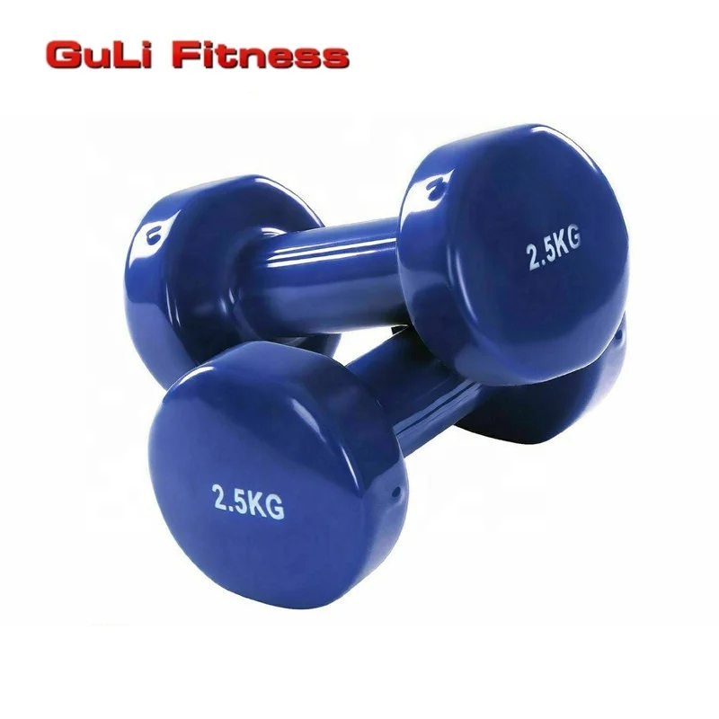 Customized Hex Vinyl Coated Dumbbells lb 5KG Cast Iron Urethane Dumbbells Set Gym Home Fitness Color Dumbbells