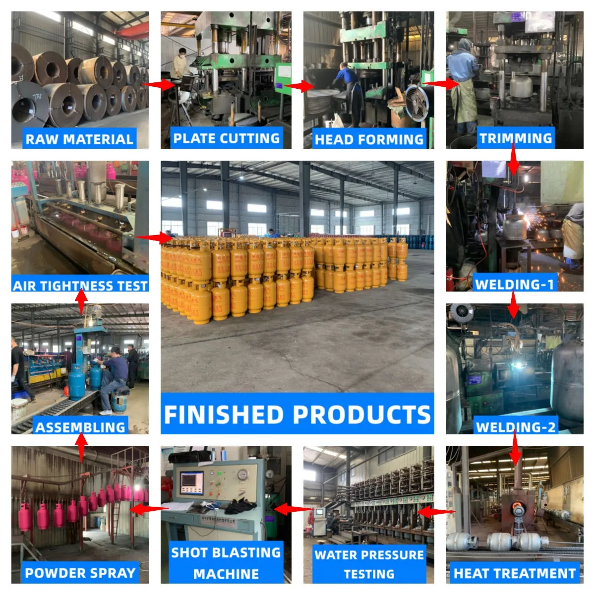 Bina Factory Wholesale Cooking Gas Cylinder Price Lpg Gas Cylinder