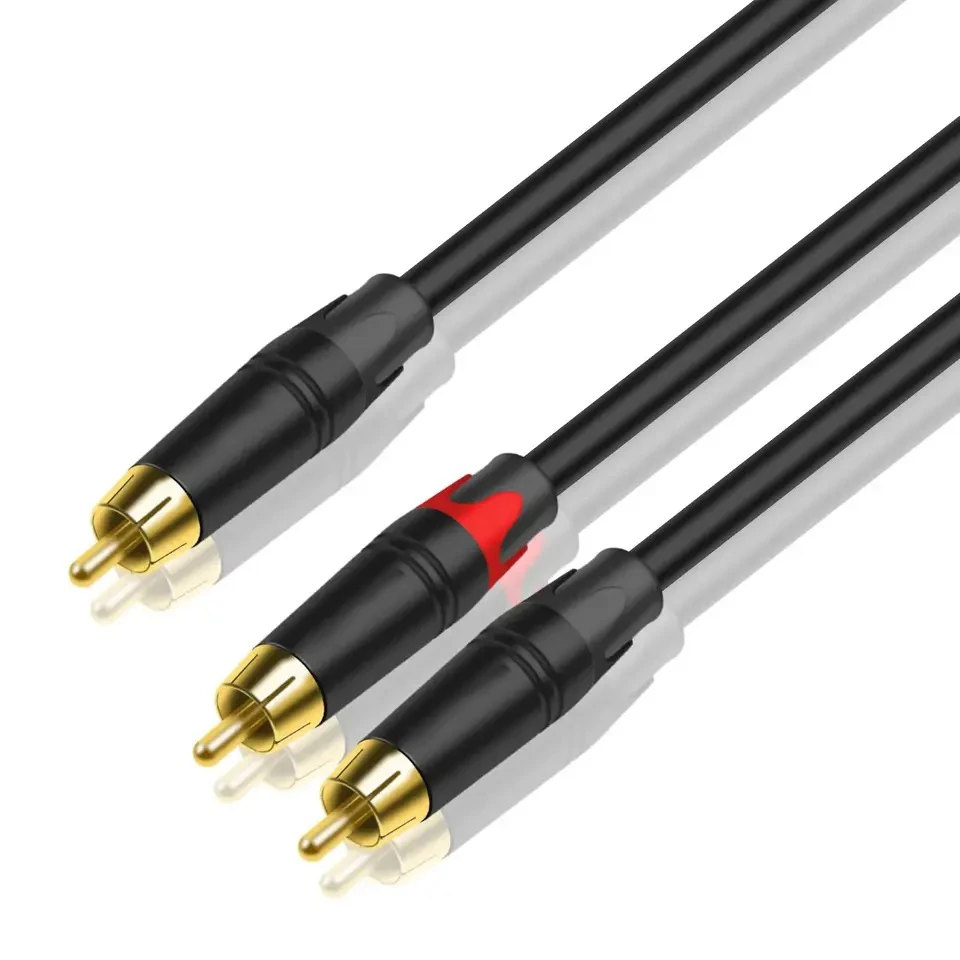 Hifi RCA to 2RCA Cable Hi-End Copper and Silver One Sub-2 Splitter Y Subwoofer Audio Cable