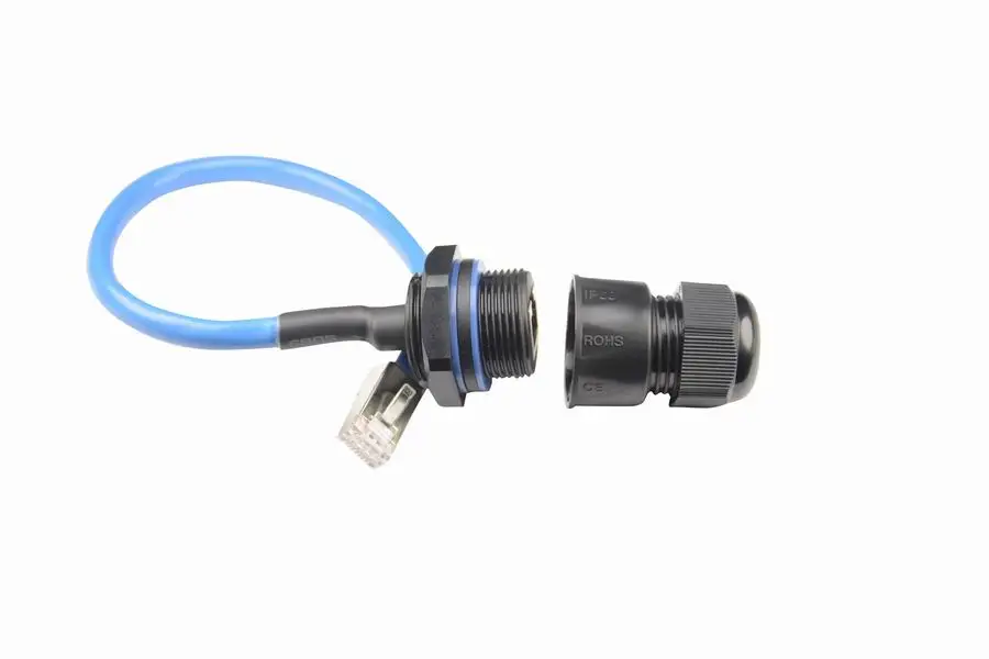 mould panel mounted waterproof rj45 connector with ethernet cable IP68 RJ45 bulkhead Coupler