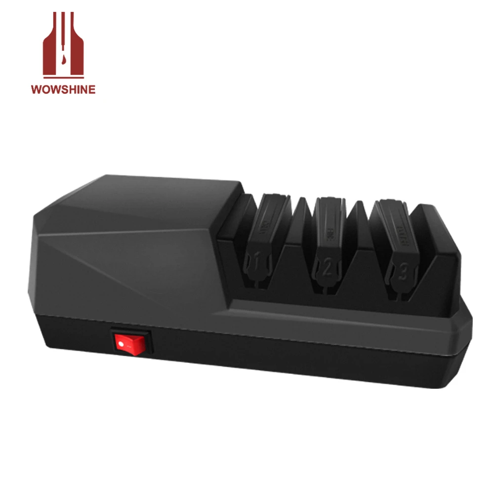 Professional Kitchen Electric Knife Sharpener - 3 Stages for Kitchen Knives with Diamond Abrasives and Resin Polishing