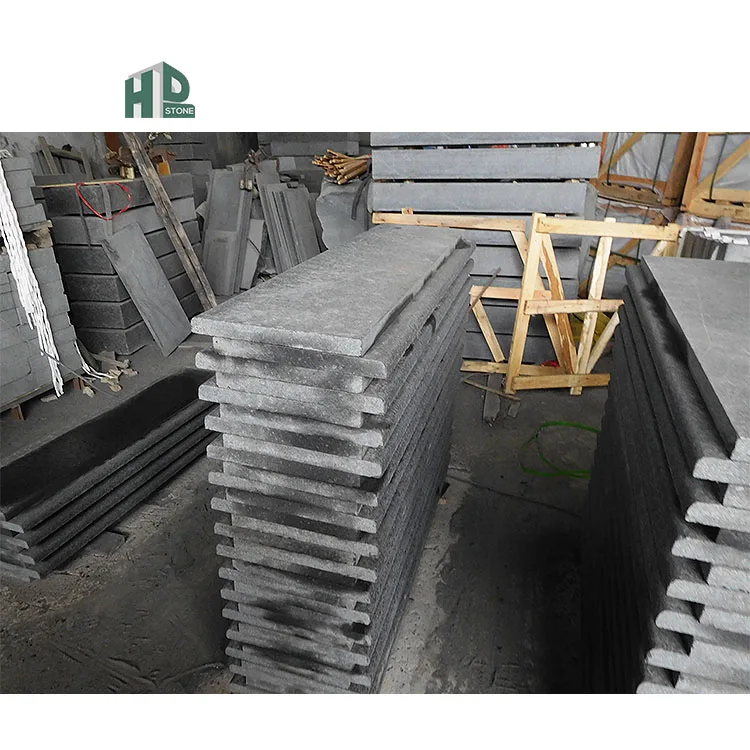 Chinese G684 Black Granite/Basalt Stone for Flamed Stairs Tread Tiles