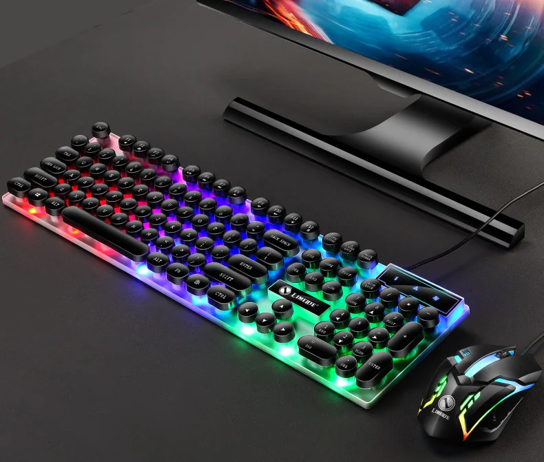 Проводная игровая USB клавиатура GTX300 с цветной светодиодной подсветкой и