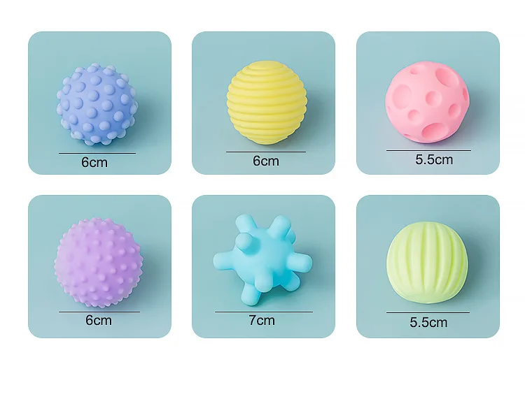 2024 The Newest Baby Toy Soft Rubber Grip Ball Manhattan Tactile Perception Massage Ball For Baby