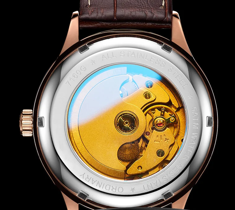 Custom stainless steel case calendar 24 hour show waterproof men automatic mechanical wristwatch