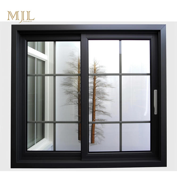 MJL latest simple design aluminium window 2 track resistant heat insulated sliding glass windows