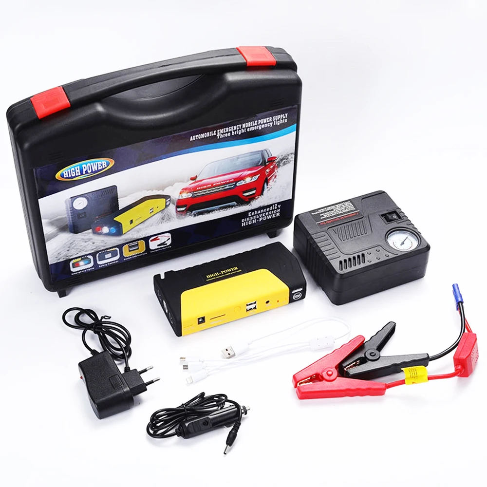 Portable Fast Car Starter Emergency Tool Vehicle 16800MAH Jump Starter 2 in 1 Tyre Compressor Car Jump Starter With Air Pump