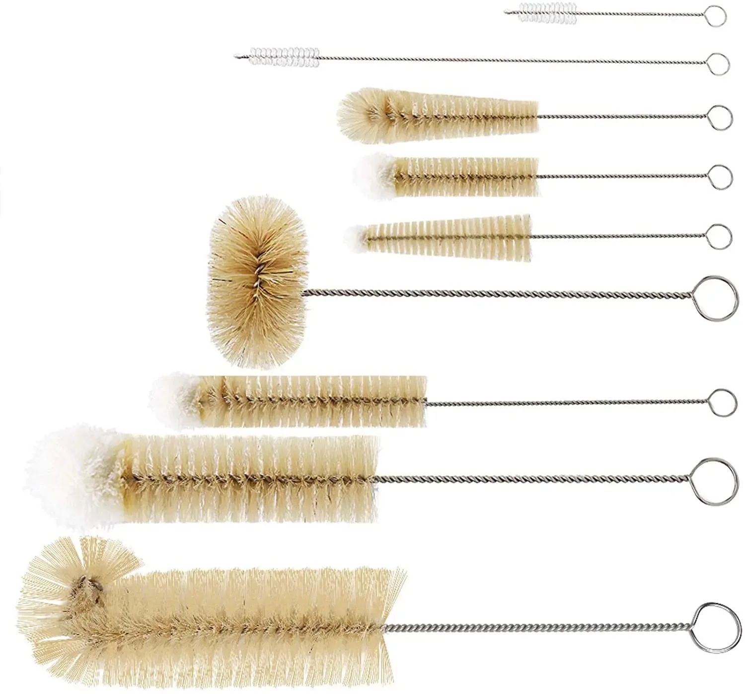 Versatile Wholesale Bottle Brush Set 9 Pieces Long Bottle Brush Cleaner for Narrow Neck Wide Mouth Water Bottle