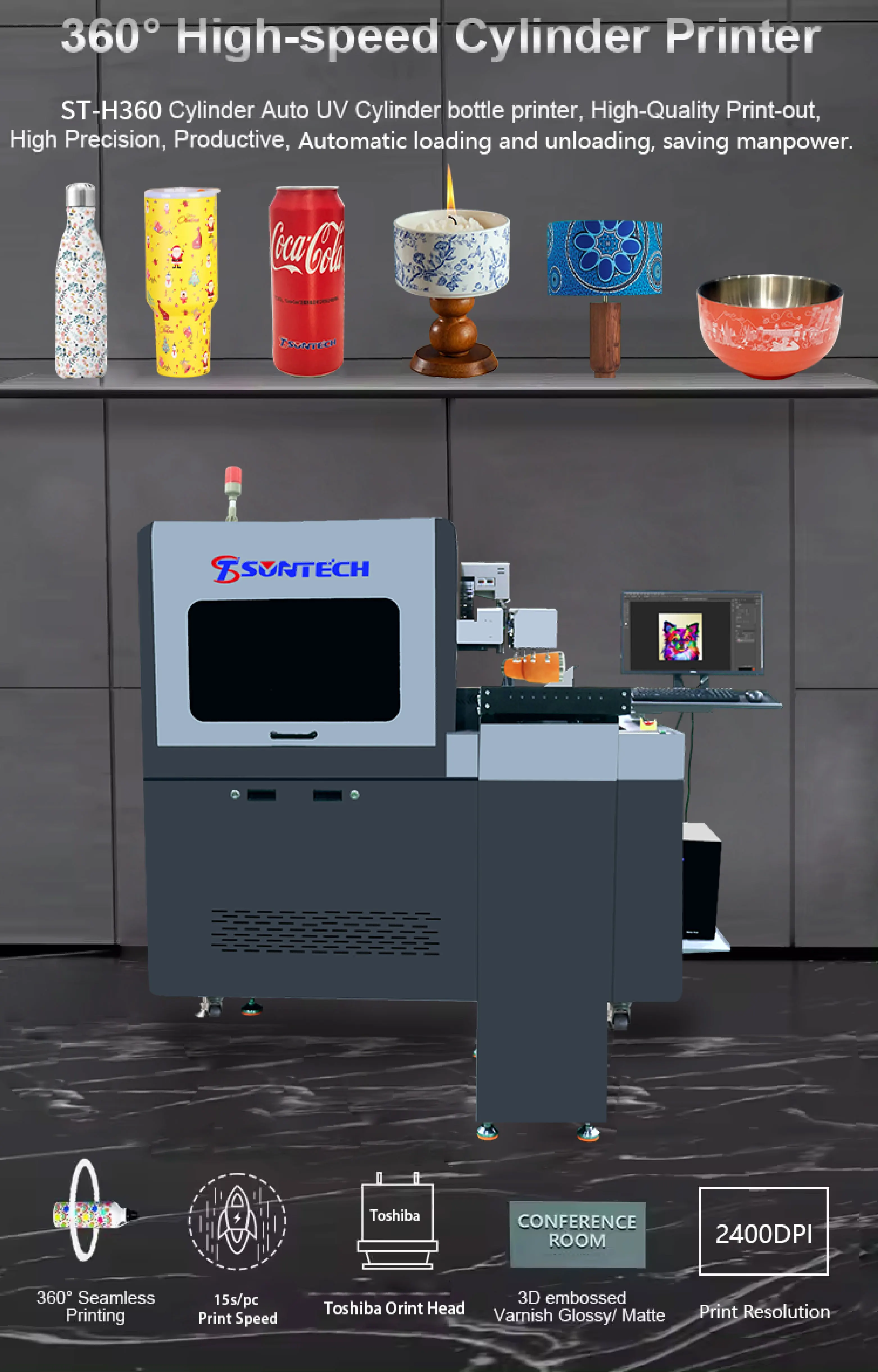 high speed cylinder printer 360 UV uv cylinder printer production bottle cylinder uv printer