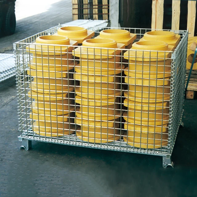 Peterack Foldable Mesh Storage Cage Corrosion Protection Industrial Metal Box Gitterbox Powder Coated Wire Mesh Container