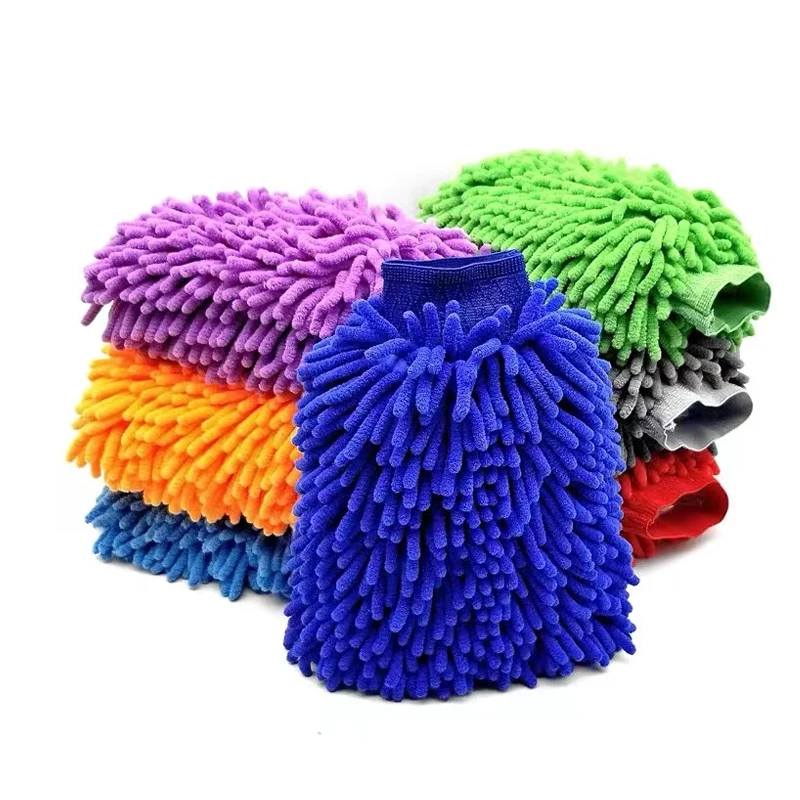 Wholesale Odm Custom  High Quality Plush Auto Cleaning Towel Wiper Waterproof Polish Mitt Chenille Car Wash Gloves
