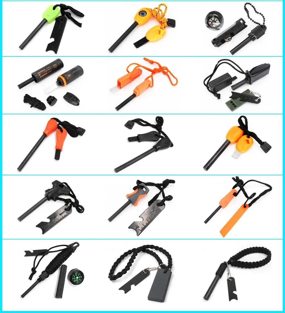 Factory wholesale outdoor flint igniter friction igniter tool travel hiking camping emergency equipment