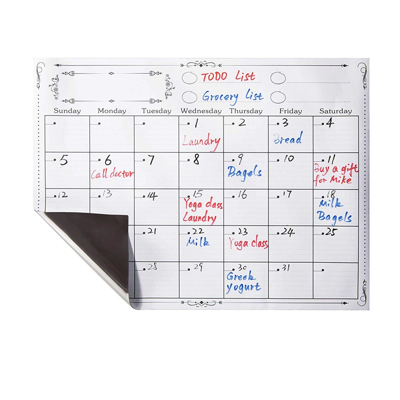 
Magnetic Whiteboard Sheet for Kitchen Fridge Multipurpose Fridge Weekly White Board Calendar 