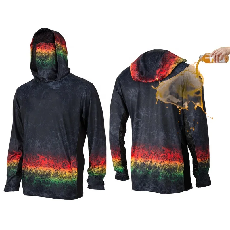 Custom Upf 50+  Waterproof fabric long sleeve fishing shirts uv protection Men waterproof t shirt fishing hoodie