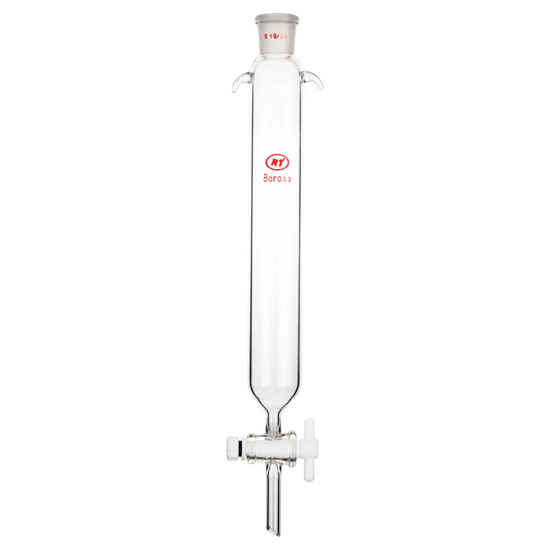China Customized Lab Glassware Factory High Boro 3.3 Glass  PTFE stopcock thick walled Chromatography column