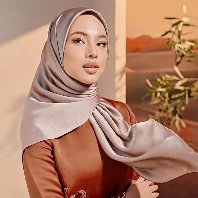Премиум простой цвет Tudung Bawal мусульманский женский платок шаль шарф текстурированный атласный креп хиджаб
