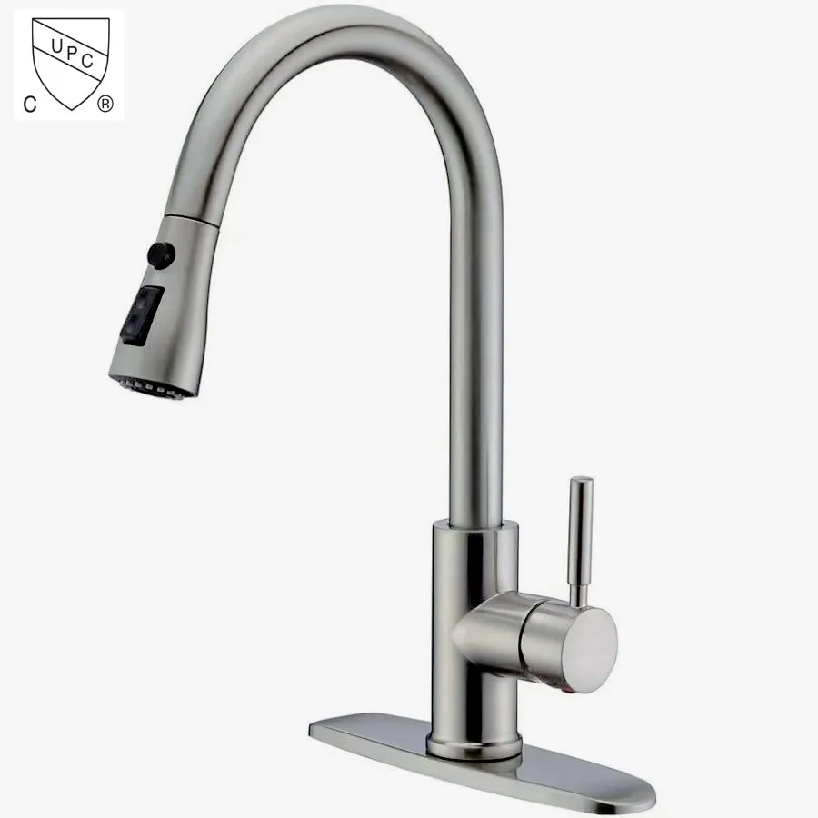 Brushed Nickel Kitchen Faucet Single Hole Pull Out Spout Kitchen Sink Mixer Tap Stream Sprayer Head Chrome/Black Mixer Tap