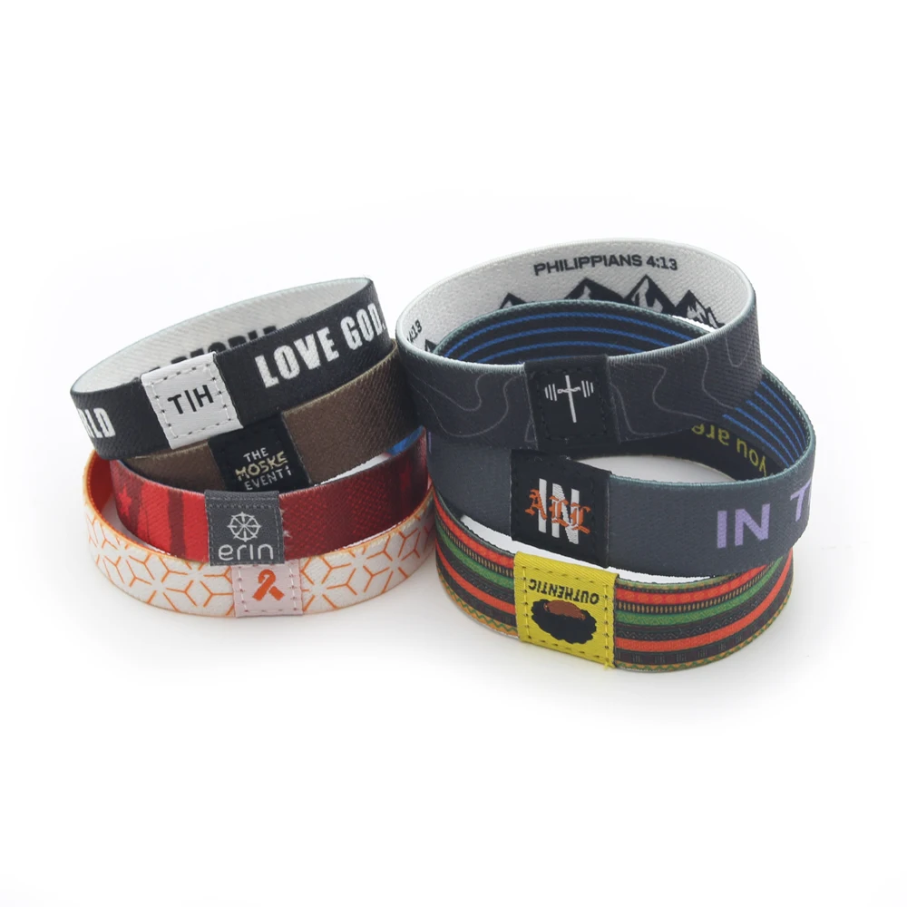 Стрейч-браслеты, модные тонкие браслеты, тканая ткань, эластичная ткань RFID, сделанная на заказ, полная печать