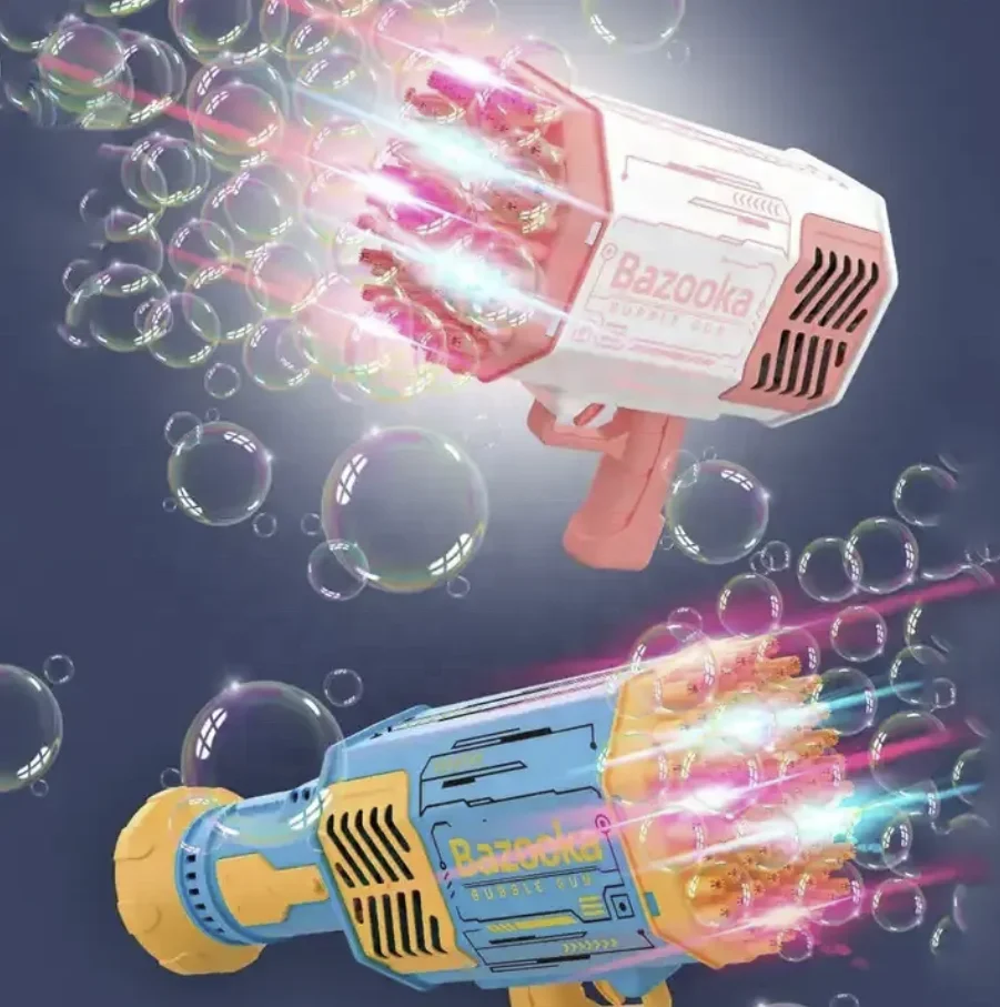Popular New Electrical Summer Soap Water Blower Machine Rocket 69 Holes Gun Toy Bubble Bazooka Outdoor Toys For Children