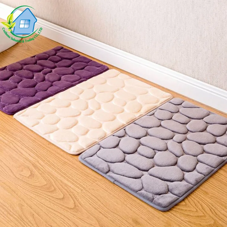 Modern simple 3D Pattern flannel non slip memory foam bath mat