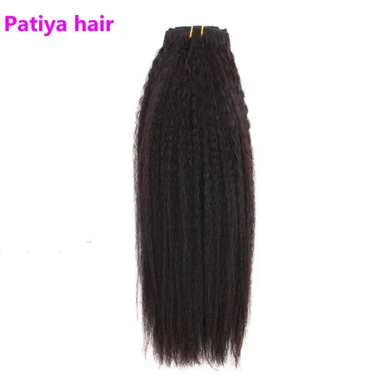 Buy Unprocessed 100 Grams per Set Kinky Straight Clip-In Extensions Peruvian Human Hair for Black Women Raw Material Double Weft