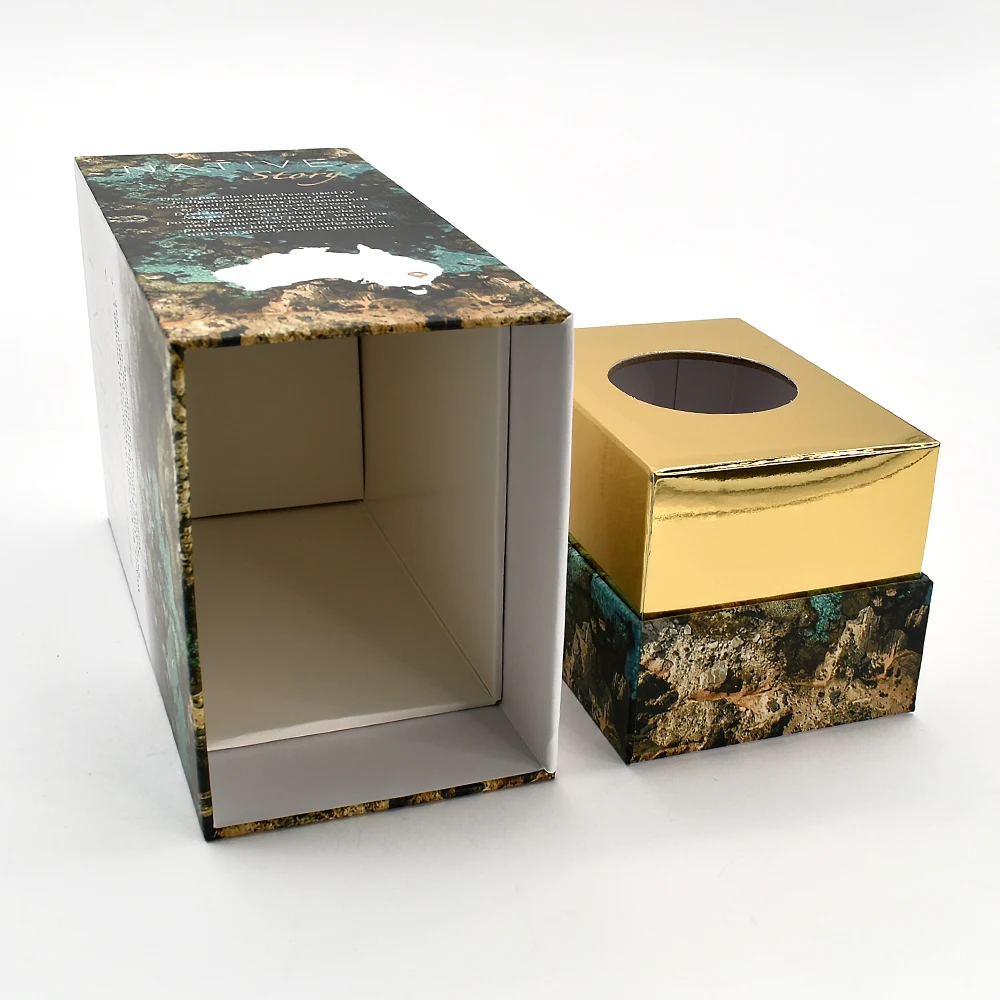 Customized luxury square drawer box cosmetic essential oil skin care products eyeliner pen cardboard packaging box
