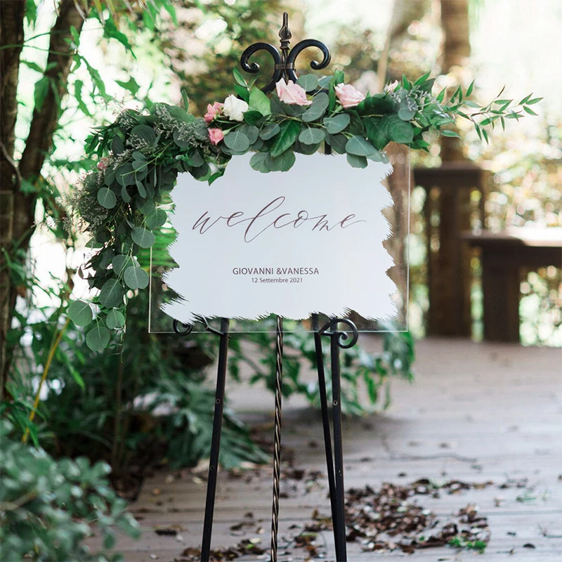 Wedding Welcome Sign Custom Acrylic Elegant Wedding Sign