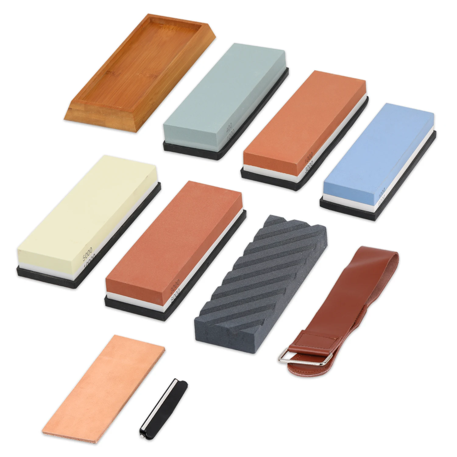 Factory wholesale 400/1000/3000/8000 grit box whetstone sharpener stone dock base