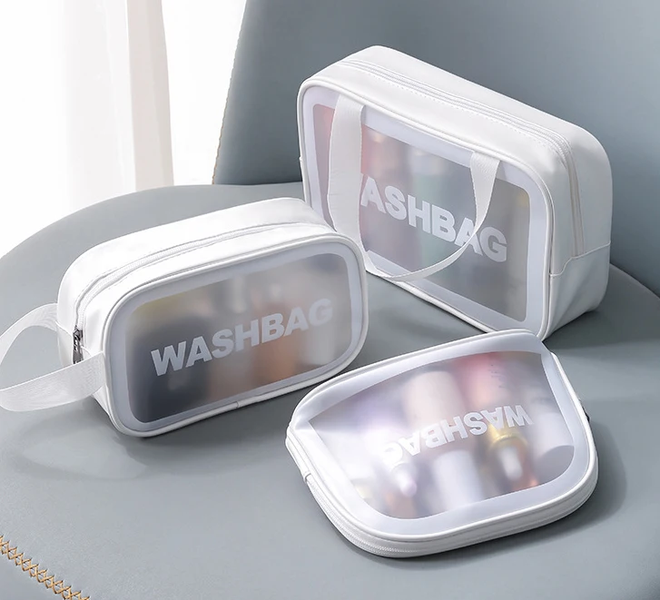 PVC Makeup bag three-piece large capacity convenient travel transparent waterproof toiletry bag