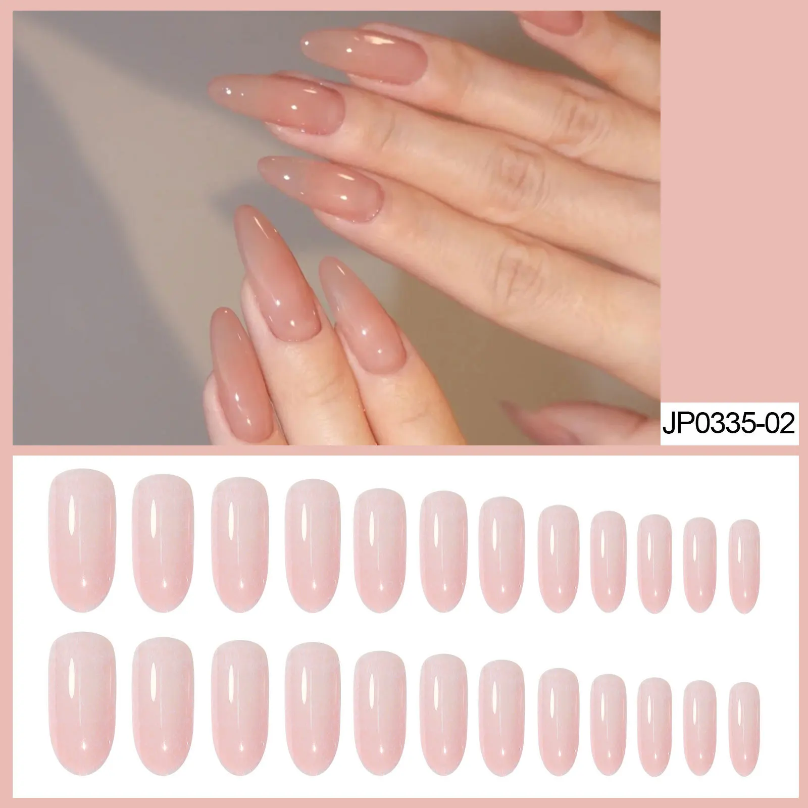 Wholesale 24 pcs/box Skin Color Nail Art Beauty Tips Box Packing Soft Gel Finger Almond Nude Press On Nails
