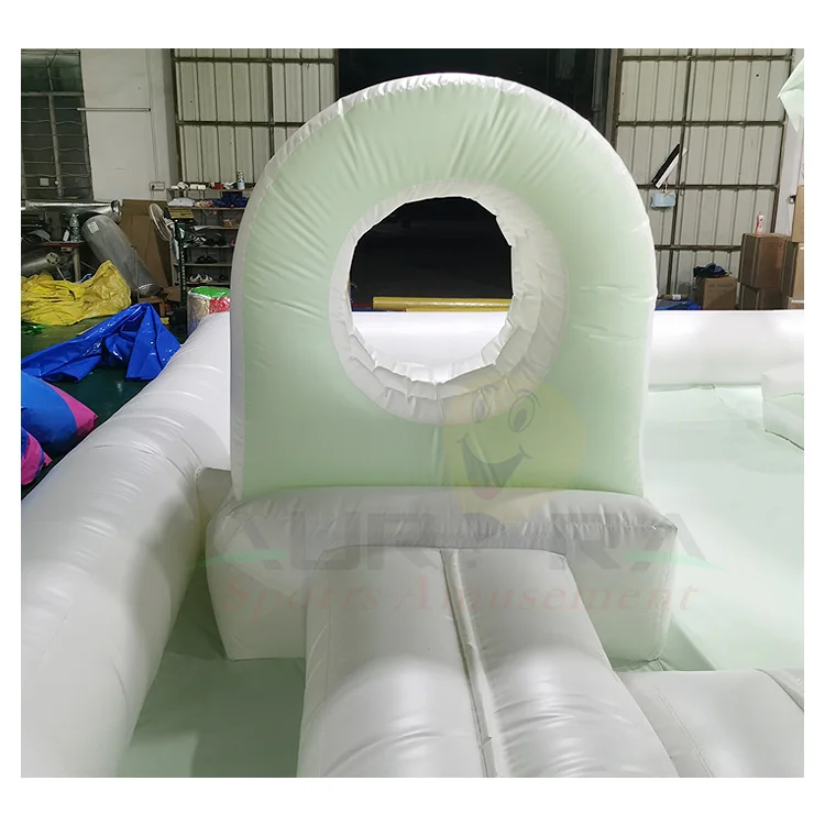 Popular white bounce house with ball pit inflatable castle water slide pool White Moon Bounce slide for party event
