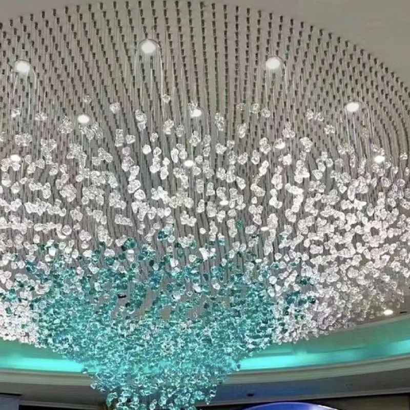 Customized Hotel Project Lobby Restaurant Turquoise Blue Glass Chandelier Pendant Light