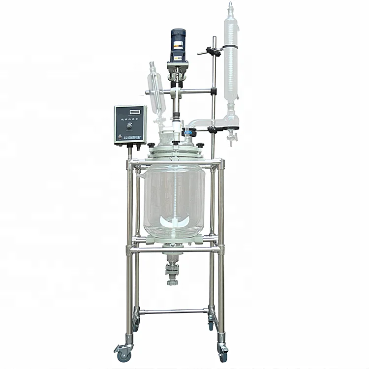 Double-layered constant temperature heating or cooling glass stainless steel lab chemical reactor
