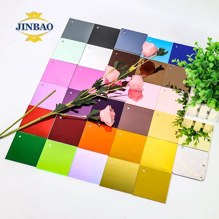 JINBAO Manufacturer 1mm 3mm 4x8 silver colored golden mica pmma clear two way mirror acrylic sheet