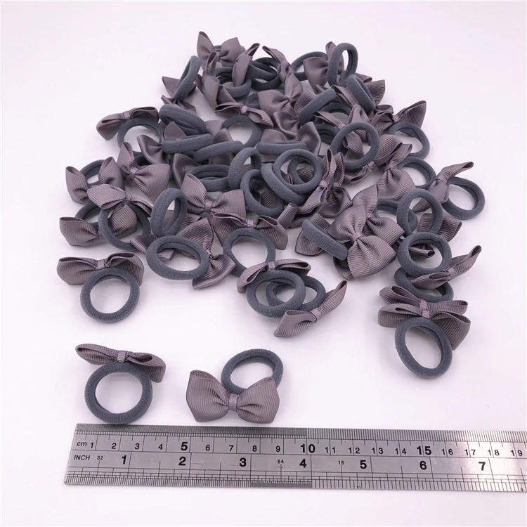 Baby Girls Mini bow WITH nylon Elastic Loop Ponytail Holder hair bands bow bobble ties