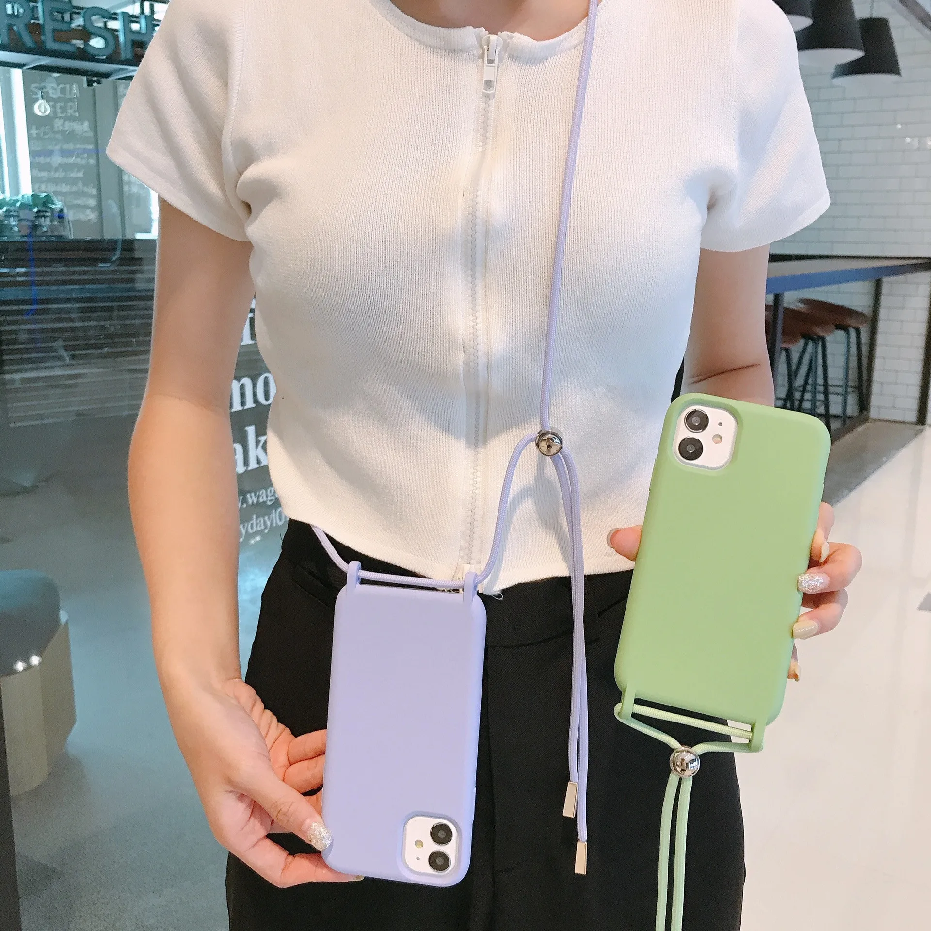 TPU rope cord necklace phone case for iPhone 14 cross body rope necklace lanyard mobile case for iphone 14 13 12 11 pro max