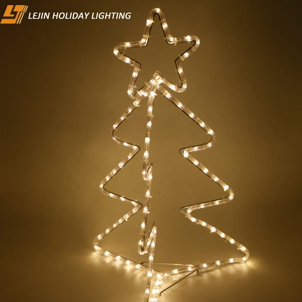 LED Sculpture Rope 3d Christmas Star Tree Motif Light For Indoor And Outdoor Decoration