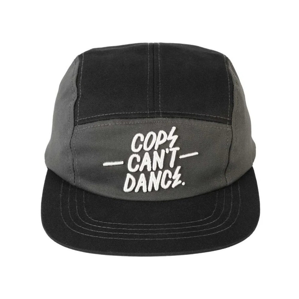 Custom black gray tow tone 3D embroidery 5 panel camp hat with your own logo