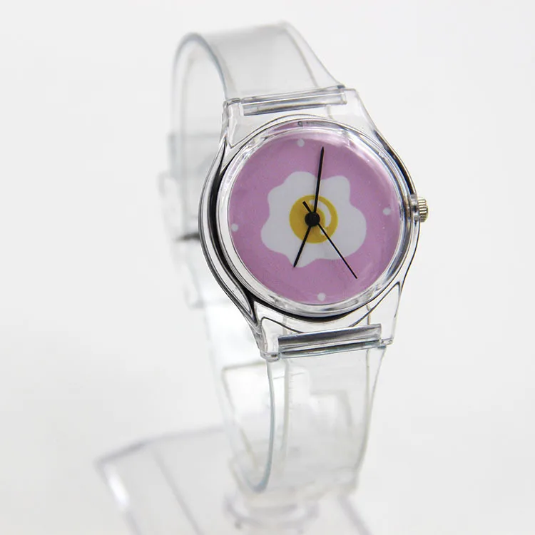 Watches For Women Birthday Gift Lovely Colorful Transparent Plastic Oranges poached egg face Student Girl Cute Jelly watch
