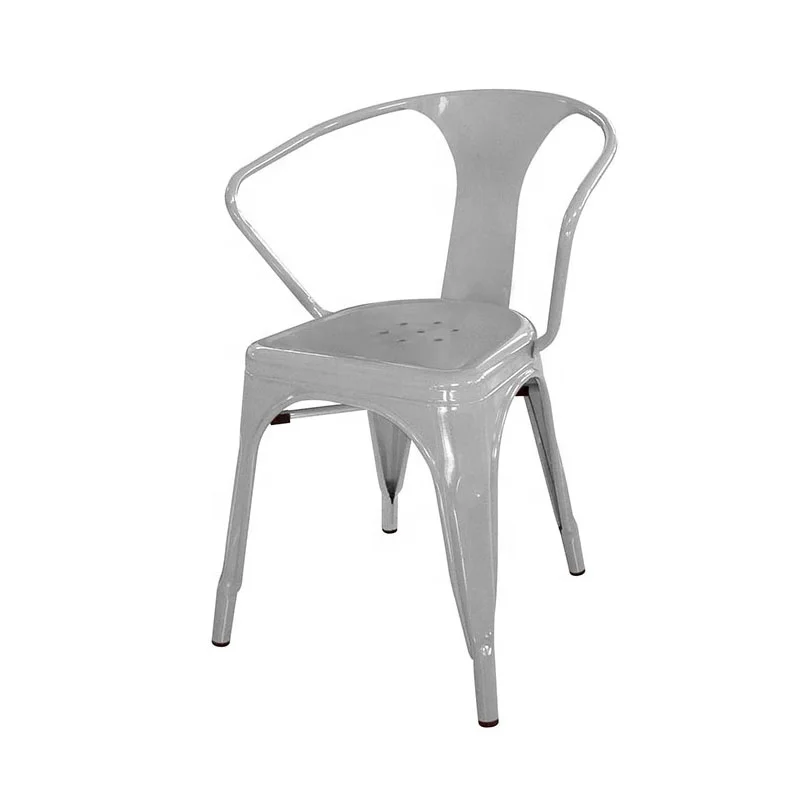Silla Tolixs con brazos Tolixs Armchair Stackable Metal Chair Industrial In Grey