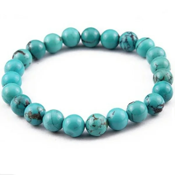 Браслеты из бисера 10 мм с натуральными голубыми бирюзовыми драгоценными бусинами